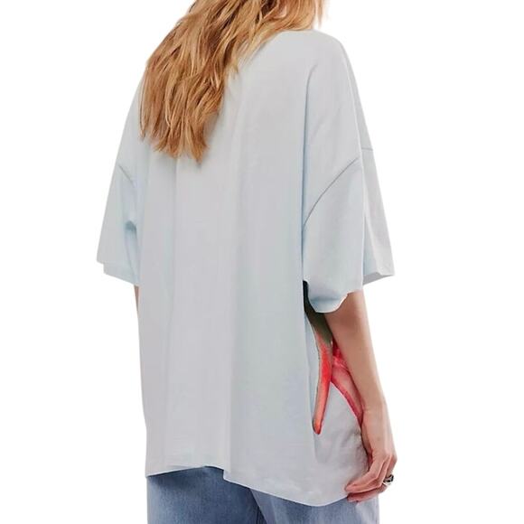 DAYDREAMER Exploded Water Lily Tee in Blue Mist, One Size / P2P 27” New w/ Tag - Picture 2 of 9